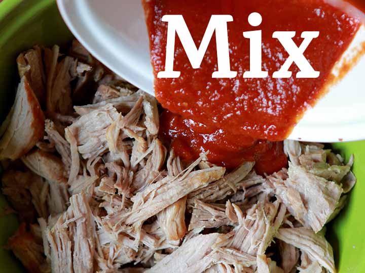 Step 6 Mix together pork and BBQ sauce