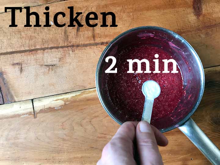 Step 8 thicken keto raspberry sauce with xanthan gum