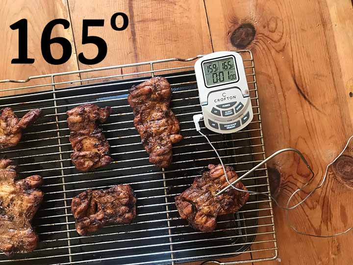 Step 9 Cook Whole30 chili lime chicken thighs until internal temperature reaches 165 degrees F.