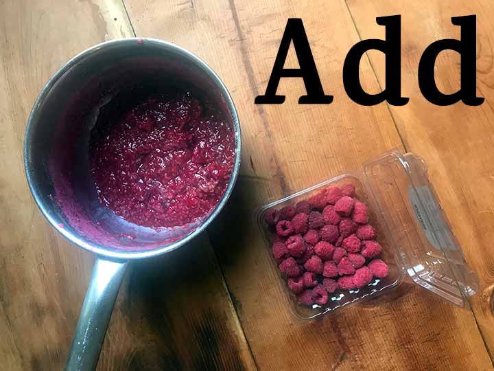 Step 9 Add more raspberries to low carb raspberry sauce