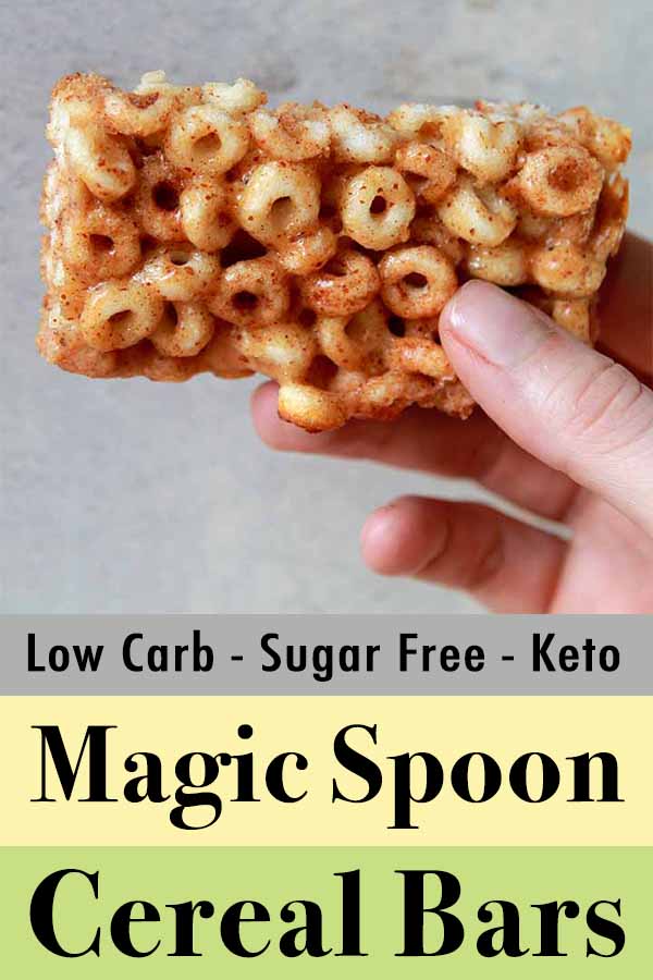 Pinterest pin for low carb keto Magic Spoon cereal bars