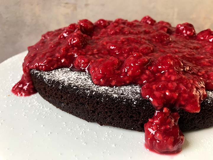 a side view of healthy chocolate box cake