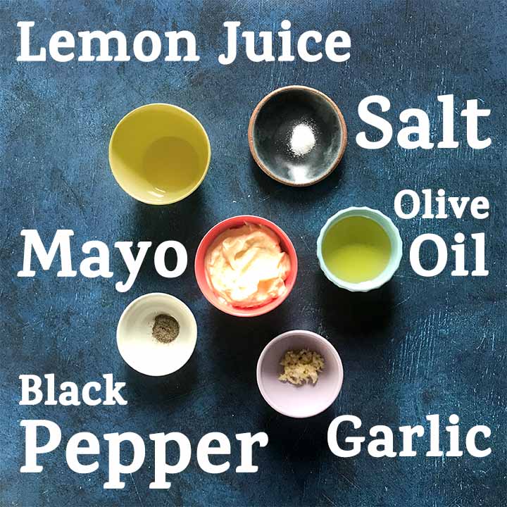 Ingredients of salad dressing to go with real Keto macaroni salad