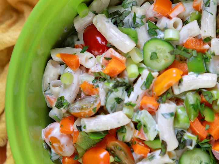 close up shot of real low carb and keto macaroni salad