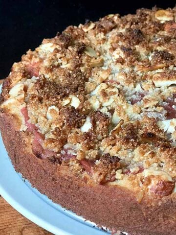 a Keto Rhubarb Coffee Cake