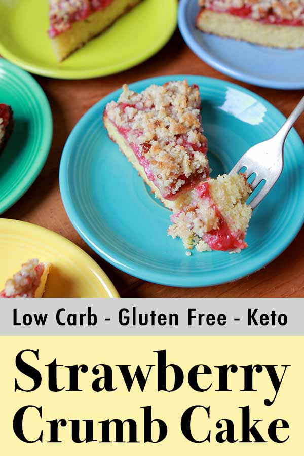 Pinterest pin for sugar-free gluten-free strawberry coffee cake