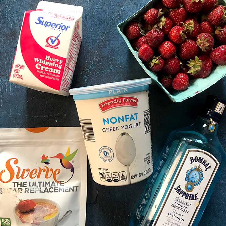 Ingredients for Ketogenic Strawberry Frozen Yogurt