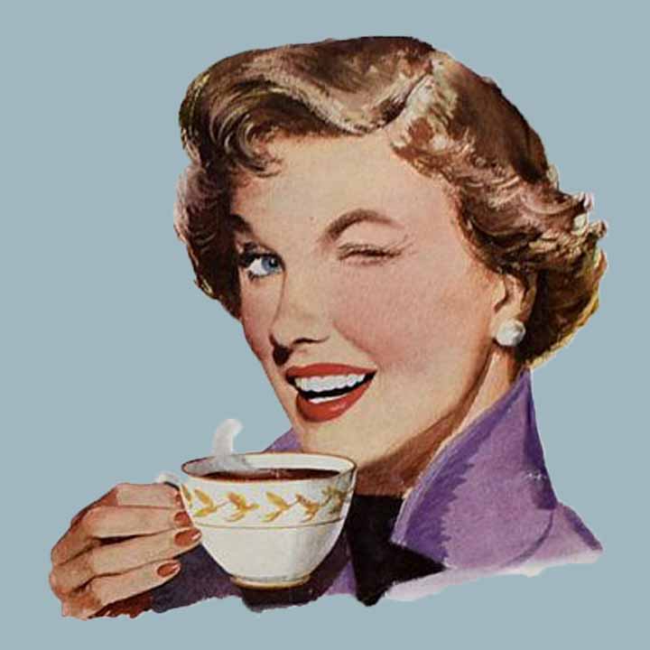 Illustration of a 1950's Wife Winking