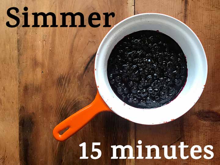 Step 3 Simmer blueberries for 15 minutes