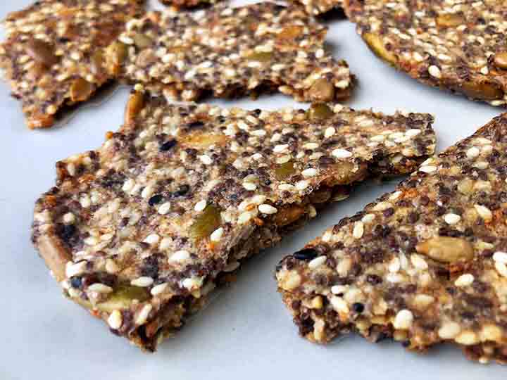 Close Up Photo of Keto Flaxseed Crackers