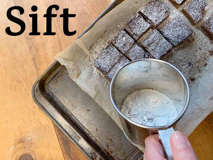 step 12 sift powdered sweetener over sugar-free avocado brownies