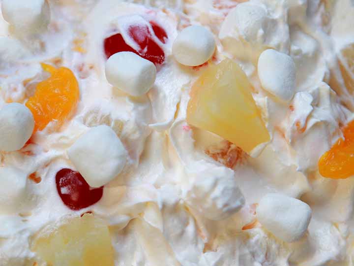 Extreme Nahaufnahme von Ambrosia Salad