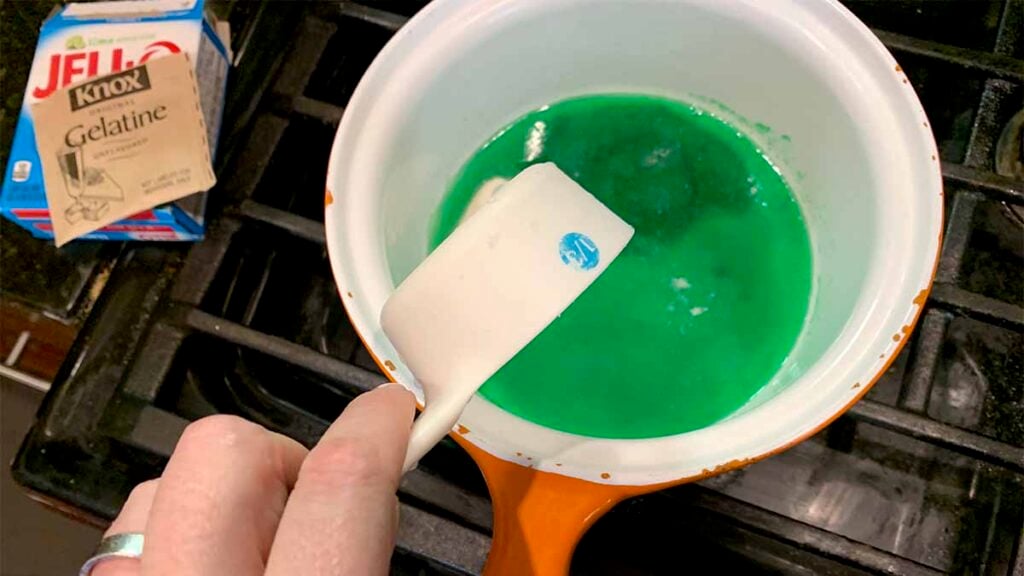 Mix the Jello, water and gelatin