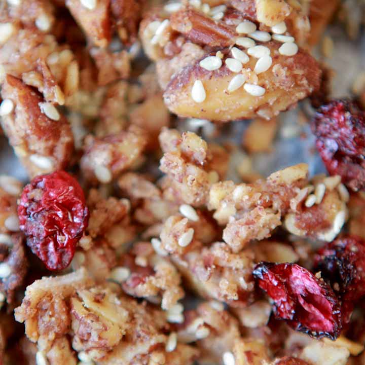 close up of grain-free granola