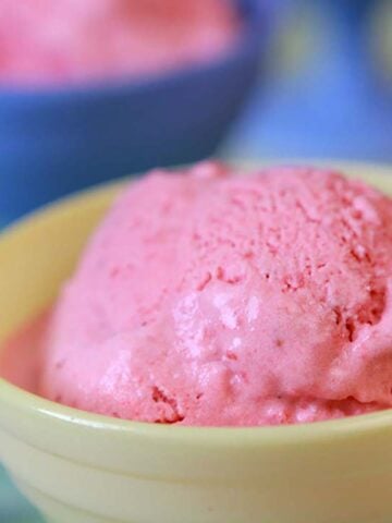 a bowl of Keto Strawberry Frozen Yogurt