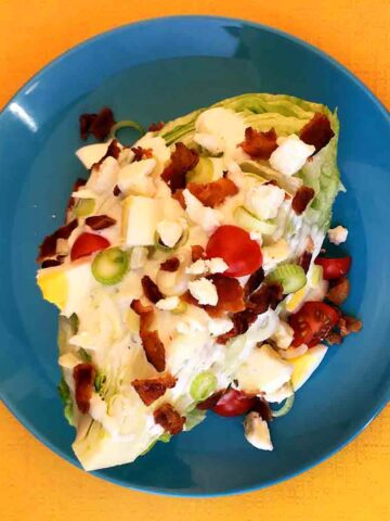 a top down view of a Keto Wedge Salad
