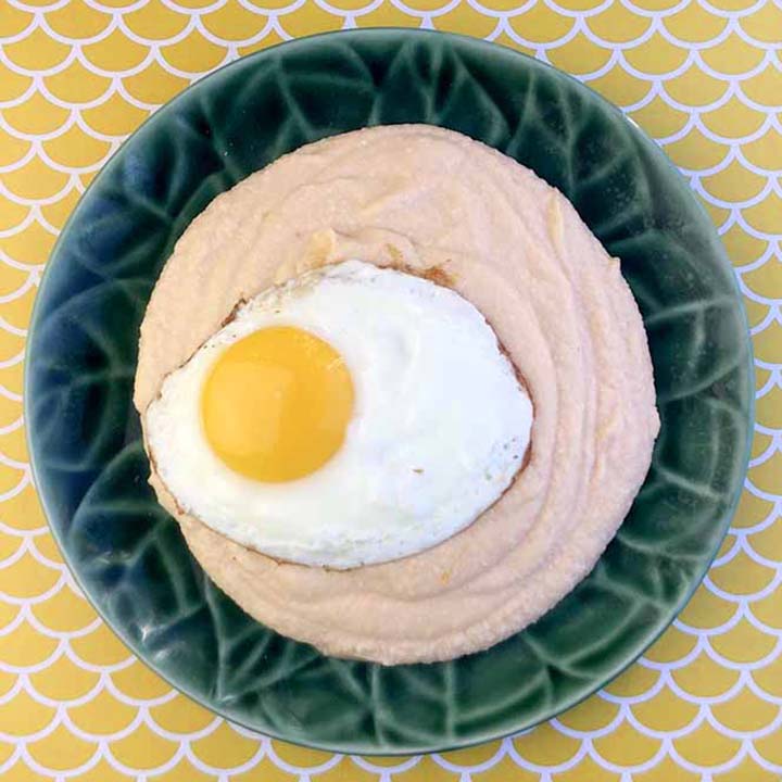 top down view of a plate of grain free cheese grits