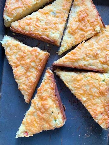 a pan of Keto Jalapeno Cornbread