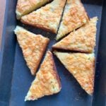 a top down view of 6 slices of gluten free jalapeno cornbread
