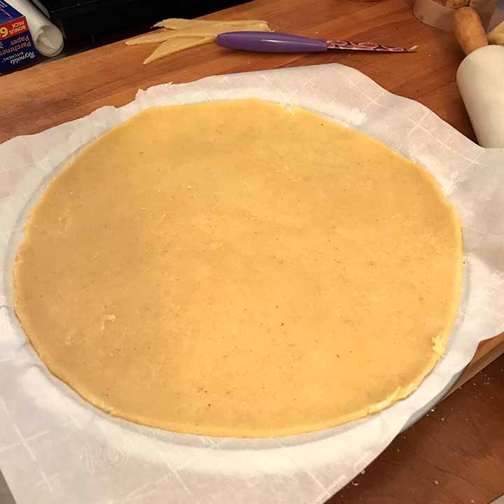 a rolled out sheet of low carb miracle dough