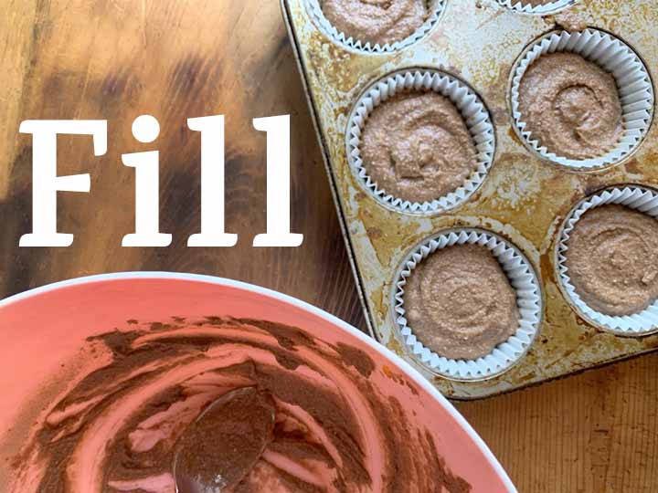 step 6 fill wells of the muffin pan with batter