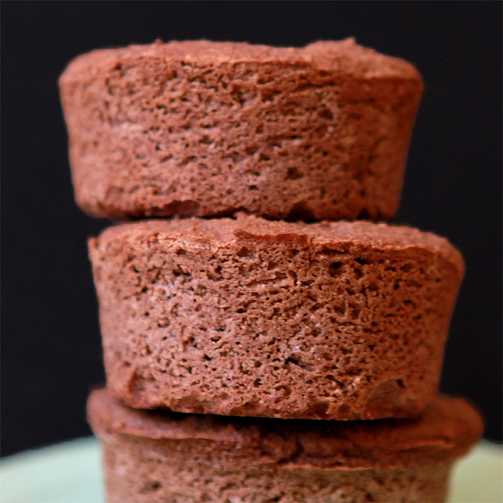 a stack of Keto Chocolate Protein Muffins