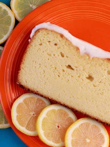 a top down view of Keto Lemon Pound Cake