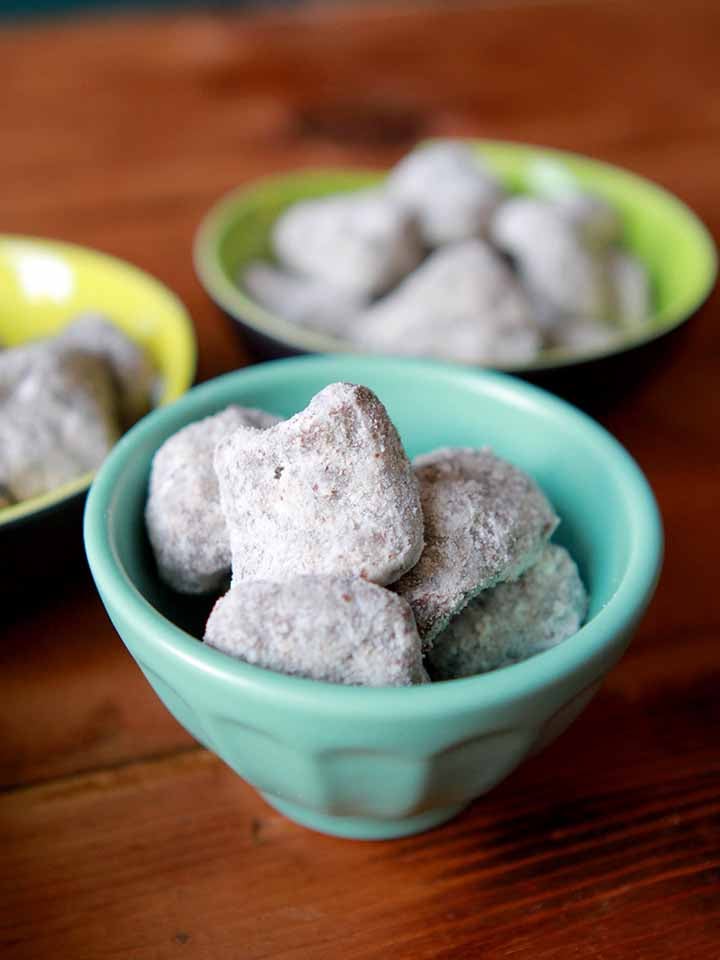 Keto Puppy Chow in a green bowl