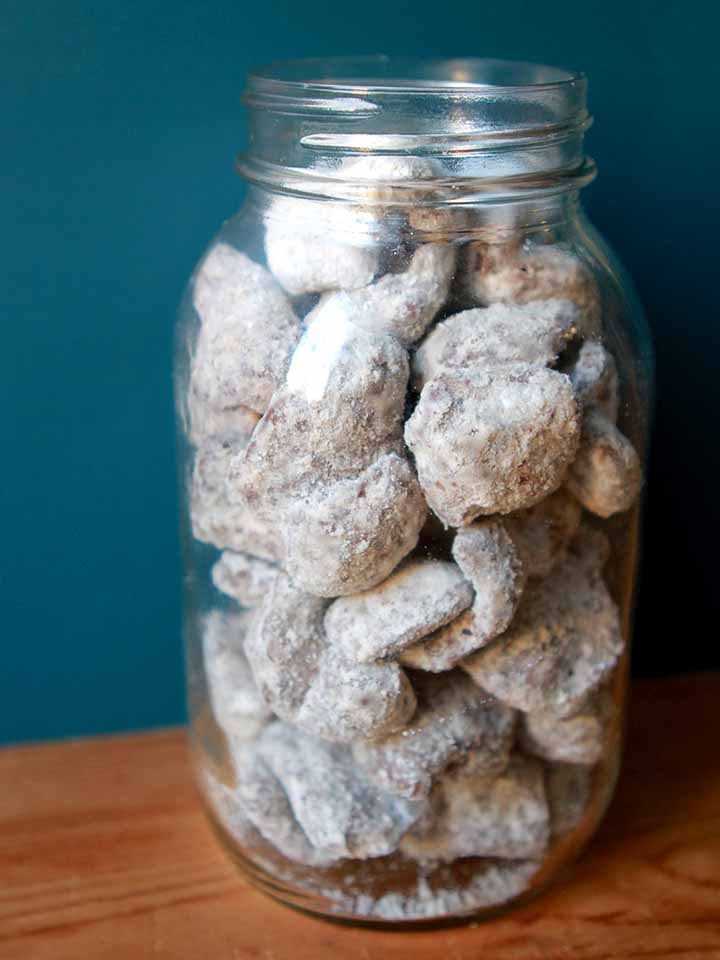 a jar full of Keto Puppy Chow