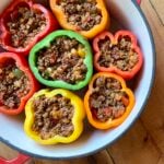 a pan full of Keto Stuffed Peppers