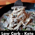 Pinterest Pin for Keto Beef Stroganoff