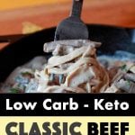 Pinterest Pin for Keto Beef Stroganoff