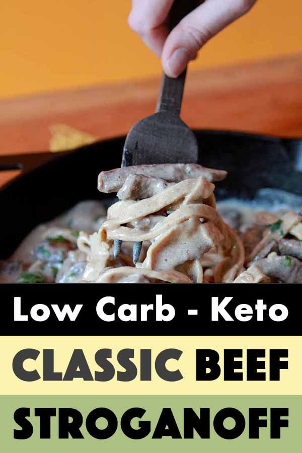 Pinterest Pin for Keto Beef Stroganoff