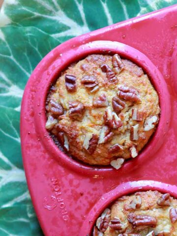 a pan of Keto Cream Cheese Filled Carrot Muffins