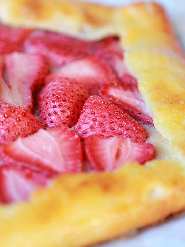 a side view of a low carb strawberry pastry