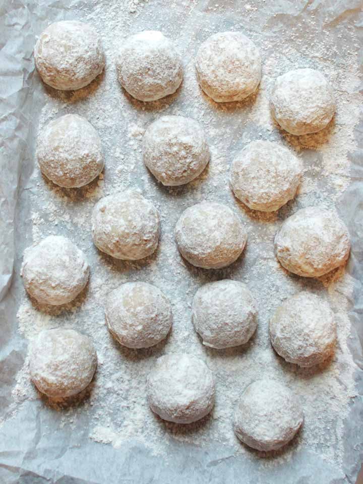 a top down view of 20 low carb Mexican Wedding Cookies