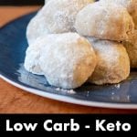 Pinterest Pin for Low Carb Snowball Cookies