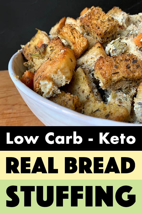 pinterest pin for real bread keto stuffing