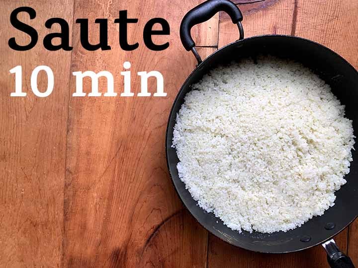 step 3 fry the cauliflower rice