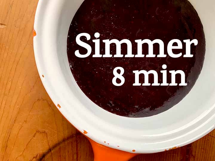 step 5 simmer the blueberry sauce