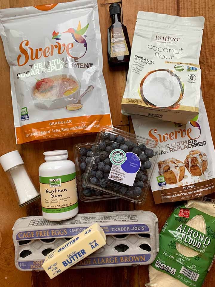 the ingredients for Keto blueberry breakfast bars