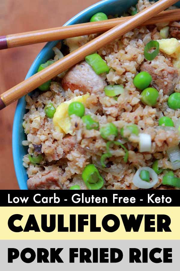 Pinterest Pin for Cauliflower Pork Fried Rice