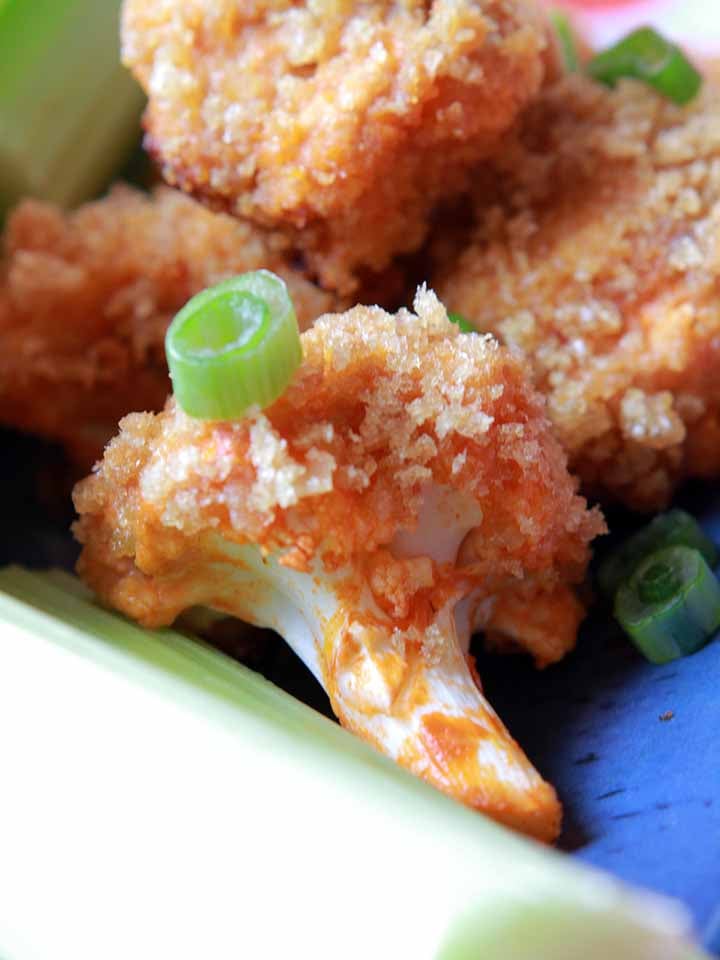 a close up of a piece of healthy buffalo cauliflower