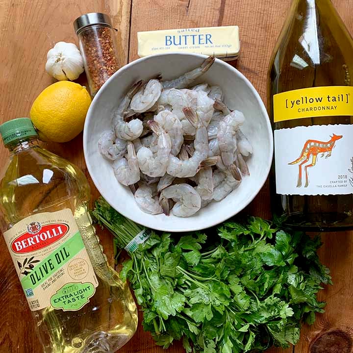 the ingredients for Keto Shrimp Scampi