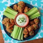 a top down view of Keto buffalo cauliflower bites