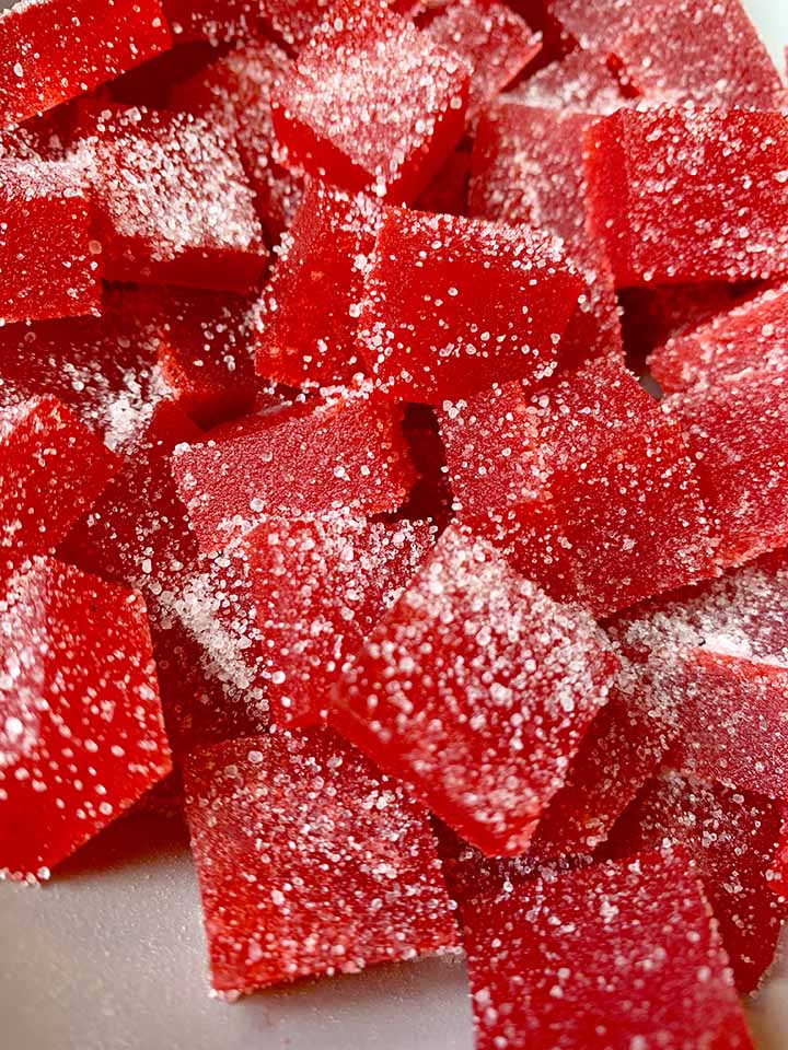 a close up of a pile of homemade gum drops