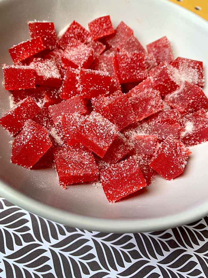 a bowl of sugar-free homemade gummy candy