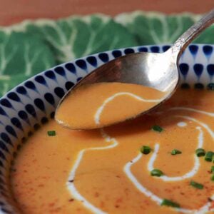 a spoonful of creamy Keto carrot soup