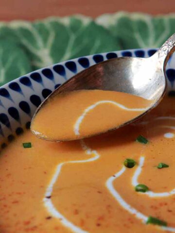 a spoonful of creamy Keto carrot soup