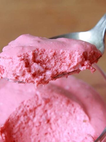 a spoonful of Keto raspberry mousse